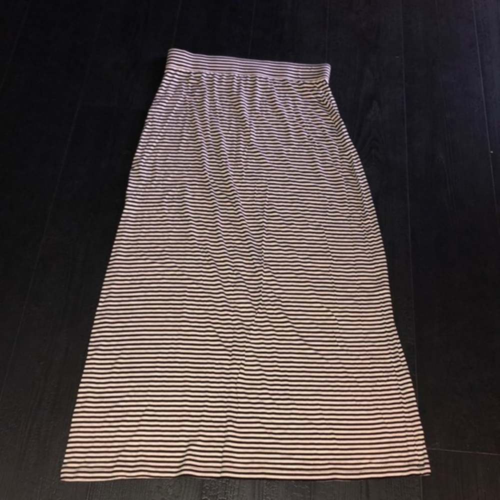 Lou & Grey LOFT Striped‎ Maxi Skirt Medium Black Cream